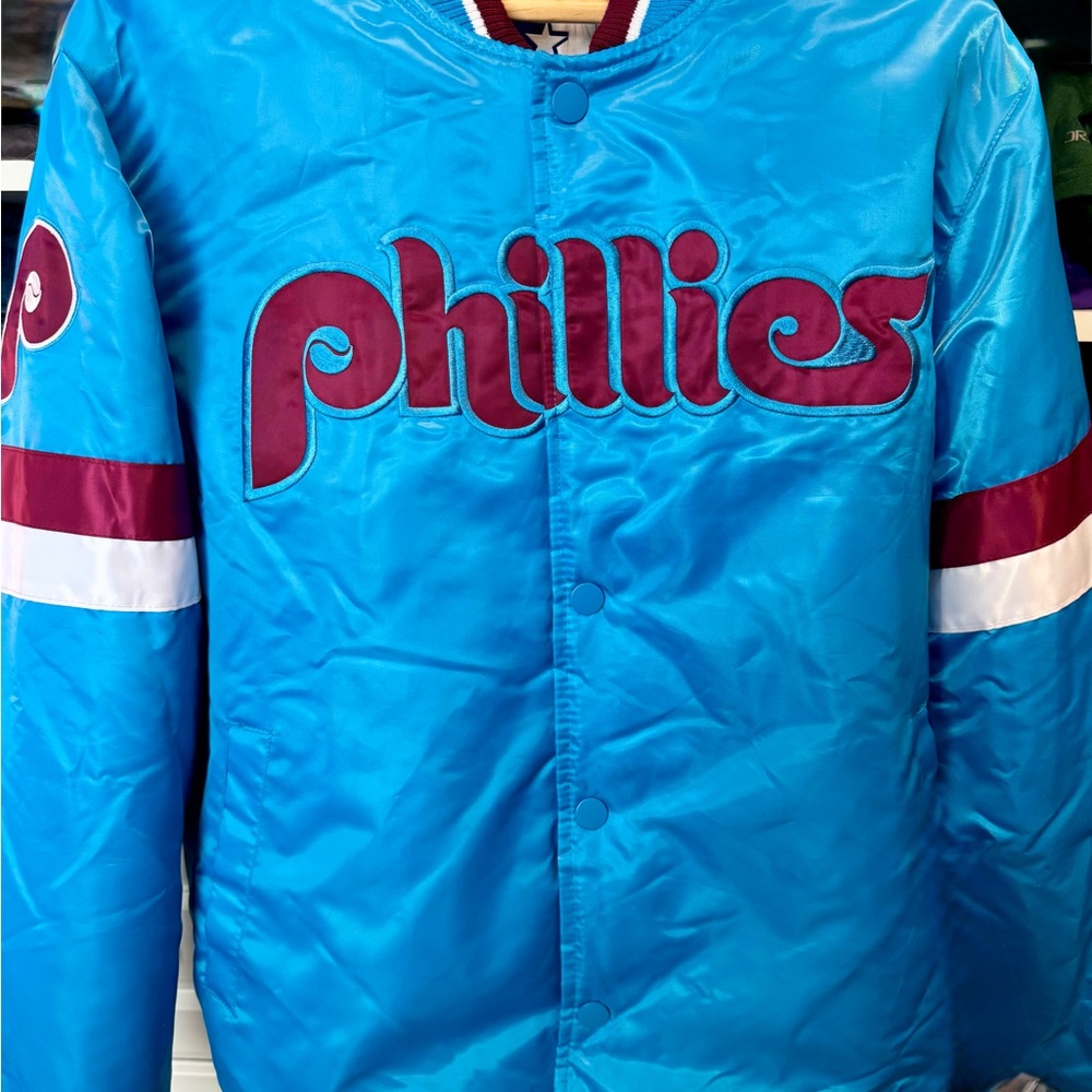 RARE NWT Starter Home Game Jacket Phillies XL Baby Blue
